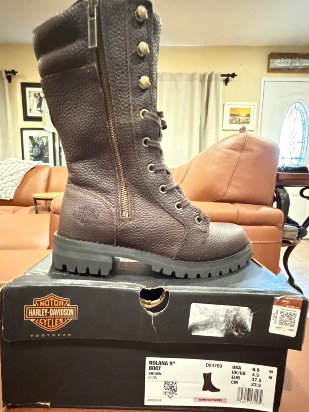 Harley-Davidson Brown Lace-Up Combat Boots